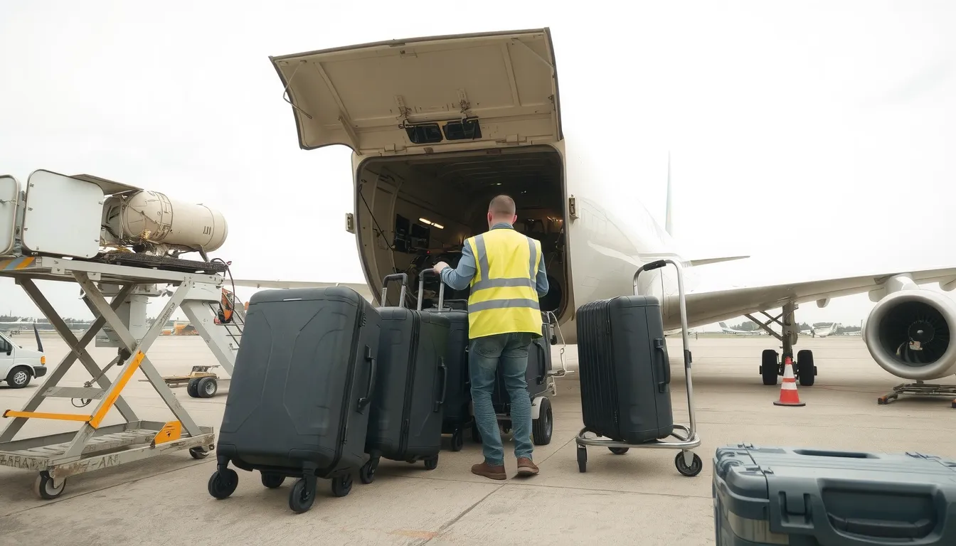 personne chargeant les valises dans les avions